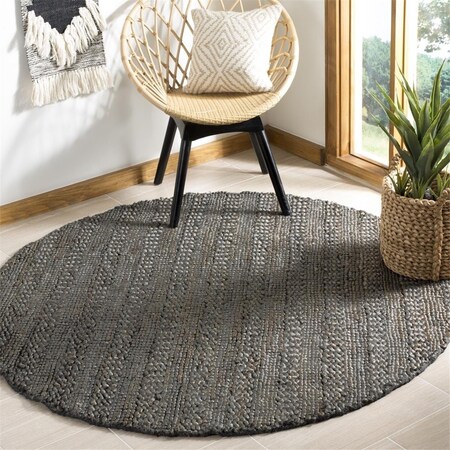 Safavieh 6 x 6 ft. Natural Fiber Hand Woven Round Area Rug, Charcoal NF212C-6R